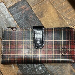 Patricia Nash red & black Tartan plaid Nazari wallet, preloved